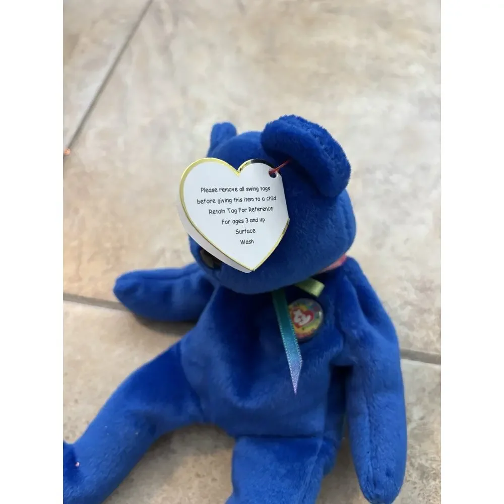 Vintage Ty Beanie Babies Blue Clubby, Official Club Bear 1998 With All Tags